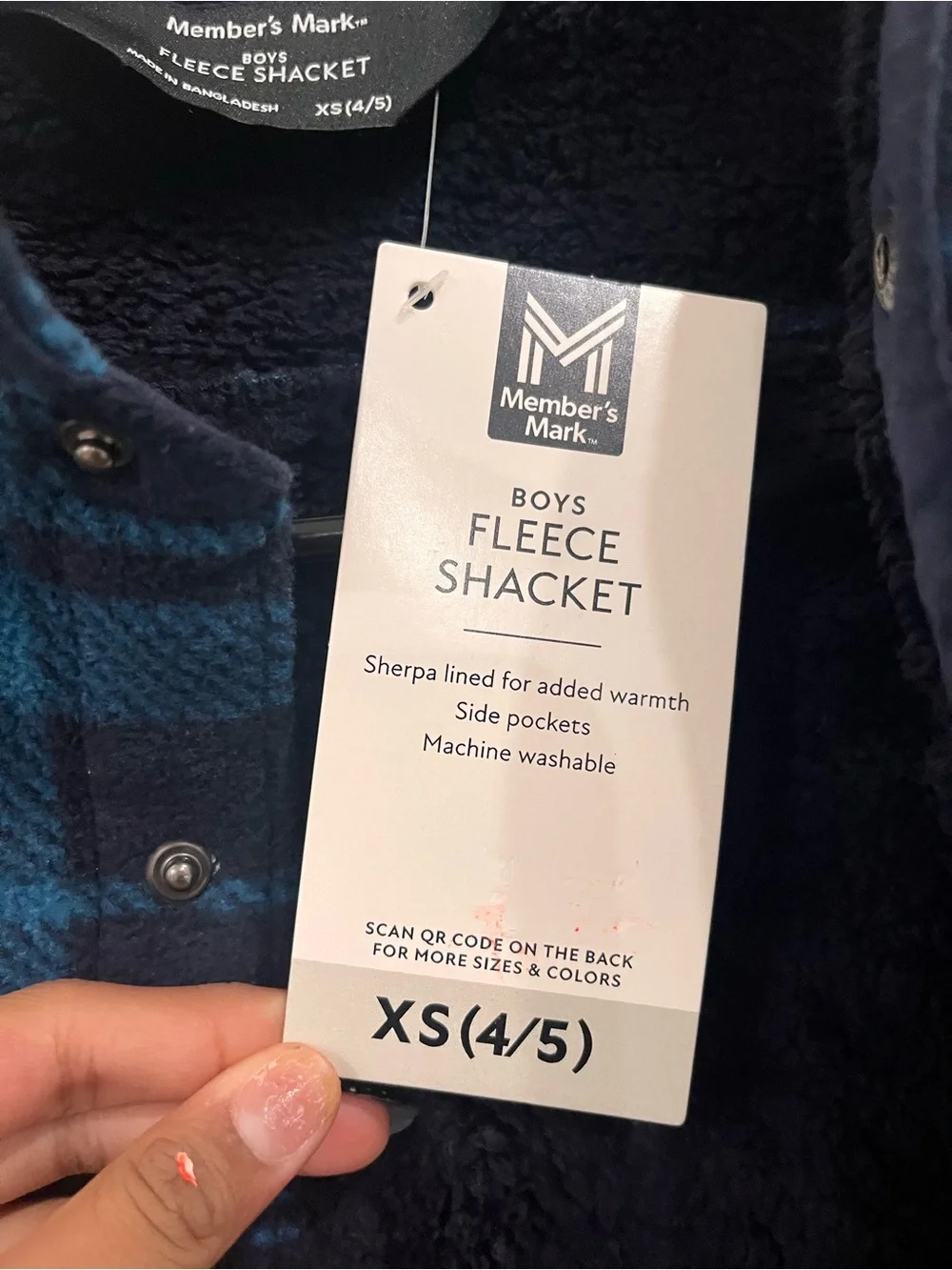Blue and Navy Plaid Fleece Jacket With Soft Inside